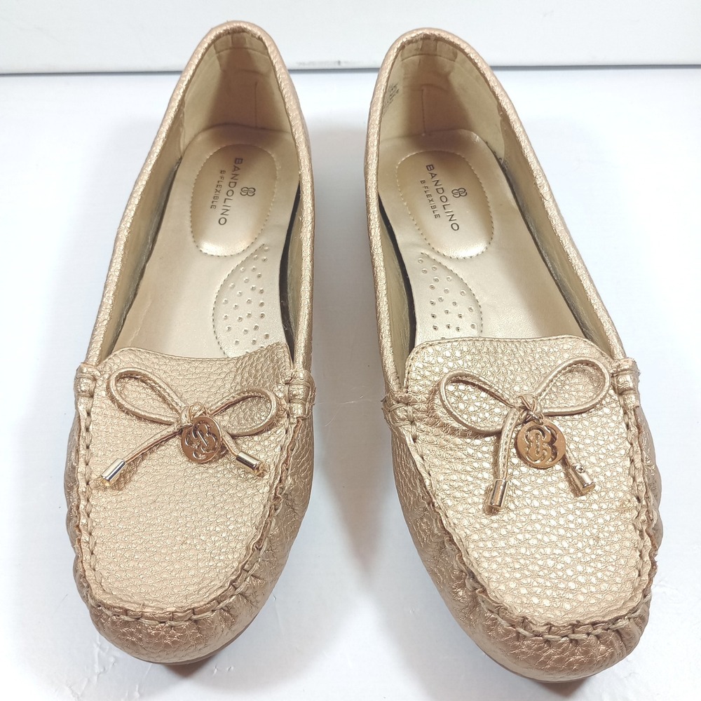 Bandolino Loafers Womens 6.5M Rose Gold B-Flexible Metallic Driving Mocs Shoes